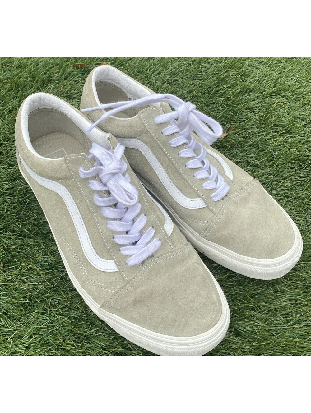 Vans Off The Wall Leather Suede Lace-Up Sneakers Beige US Men’s 10.5 Women’s 12